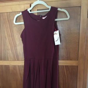 Burgundy knit girls dress